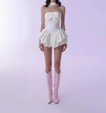 White Strapless Short Prom Dress for Party&Birthday??Elegant Evening Dress HZ1024