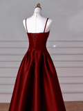 Sweetheart ??Prom Dress for Birthday&Graduation-Burgundy Satin Long Formal Evening Dress HZ1024