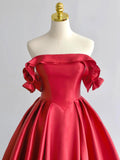 Off Shoulder Satin Dark Blue Long Prom Dress, Dark Blue Long Formal Dress HZ1024