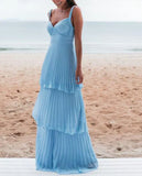 Blue Prom Dress Long Evening Dress HZ1024