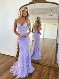 Mermaid Lace Long Prom Dress, Purple Formal Evening Dress HZ1024