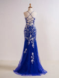 V Neck Long Prom Dress with Appliques Beading HZ1024