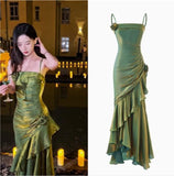 Satin Prom Dress for Quinceanera&Party-Fairytale A-line Straps Evening Gown for Birthday HZ1024