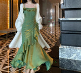 Satin Prom Dress for Quinceanera&Party-Fairytale A-line Straps Evening Gown for Birthday HZ1024