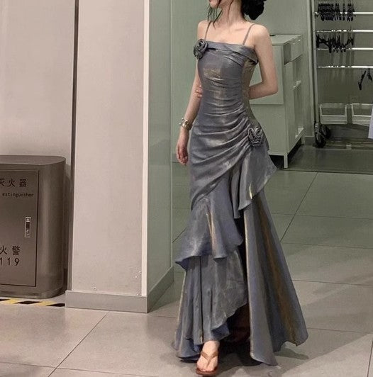 Satin Prom Dress for Quinceanera&Party-Fairytale A-line Straps Evening Gown for Birthday HZ1024