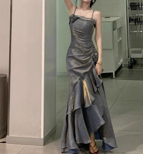 Satin Prom Dress for Quinceanera&Party-Fairytale A-line Straps Evening Gown for Birthday HZ1024