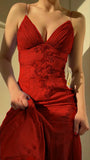 Spaghetti Straps V-neck Beaded Backless Prom Dresses Party Dresses HZ1024