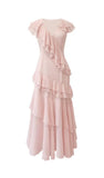 V-Neck Chiffon Pleated Sleeveless Back Zippered Long Prom Dress Beautiful Party Dress HZ1024