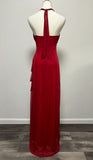 A-line Halter V Neck Chiffon Backless Prom Dress,Bridesmaid Dress With Ankle Length HZ1024