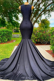 Mermaid V-neck Appliques Lace Sequined Long Prom Dress HZ1024