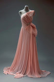 A-line One Shoulder Chiffon Long Prom Dress Simple Bridalmaid Dress HZ1024