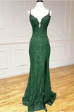 Mermaid Formal Dresses Under $170?? Charming Grape Spaghetti Straps Applique Long Backless Prom Dress With Slit HZ1024