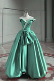 Satin Off-the-shoulder Long Prom Dress Bridesmaid Dress HZ1024