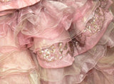 Pink Strapless Satin Tulle Sequin Beaded Diamond Long Ball Gown HZ1024