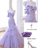 Mermaid Sweetheart Neck Tulle Beaded Long Prom Dress Strapless Sequin Applique Birthday Evening Dress HZ1024