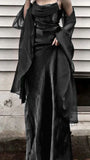 Dark Green Prom Dress Spaghetti Strap Chiffon Evening Gown with Shawl HZ1024