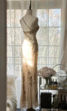 Retro Chiffon Sheath Party Dress One Shoulder Beaded Long Prom Dress HZ1024