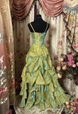 Sage A-Line Mask Prom Dress Beaded Satin Evening Gown for Birthady&Graduation HZ1024