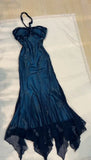Blue Chiffon Long Prom Dresses Elegant Beaded Party Dresses HZ1024