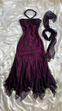 Blue Chiffon Long Prom Dresses Elegant Beaded Party Dresses HZ1024