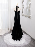 Tulle Velvet Black Long Prom Dress, Mermaid Long Formal Dress HZ1024