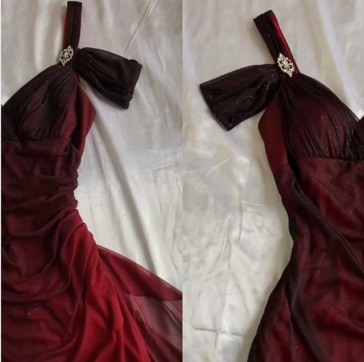 Party Dresses Under $160??Elegant Purple Glitter Ruffled Chiffon Prom Dresses HZ1024