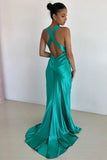 Sheath V Neck Yellow Long Backless Prom Dress Sleeveless Party Dress HZ1024