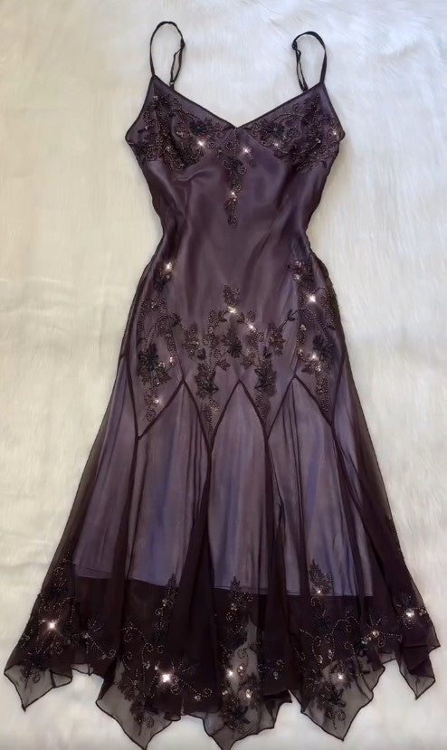 Prom Dresses Under $180??Gothic Spaghetti Straps Blue Satin Chiffon Sheath Evening Dress with Beading HZ1024