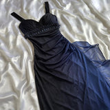 Gradient Navy Blue?? Sweetheart Prom Dress - Romantic Glitter?Chiffon Ruffled Party Dress for Birthday&Graduation&Quinceanera HZ1024