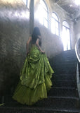 Bud Green Mermaid Sequins Beaded Prom Dress Backless Tulle Evening Gown HZ1024