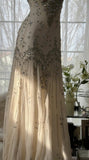 Spaghetti Straps Apricot Beaded Chiffon Mermaid Gowns Vintage Backless Prom Dress HZ1024