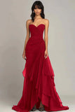 Mermaid Dark Green Sweetheart Tulle Long Prom Dresses Formal Evening Dresses with Rufflest HZ1024