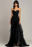 Mermaid Dark Green Sweetheart Tulle Long Prom Dresses Formal Evening Dresses with Rufflest HZ1024