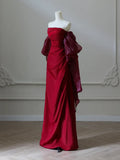 Satin Burgundy Long Prom Dress, Burgundy Long Evening Dress HZ1024