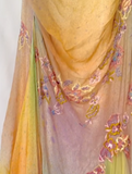 Yellow Pink Spaghetti Straps Chiffon Embroidered Appliques Mermaid Prom Dresses Formal Evening Gowns HZ1024