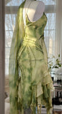 Green Spaghetti Straps Sheath Party Dresses Chiffon Beaded Short Y2K Prom Dresses HZ1024
