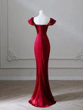 Satin Burgundy Long Prom Dress, Mermaid Burgundy Long Formal Dress HZ1024