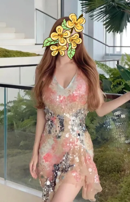 V-neck Bodycon Party Dress Sequin Chiffon Short Prom Dresses Sparkly Homecoming Dresses HZ1024