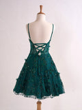 Lavender Spaghetti Straps A-Line Tulle Applique Short Prom Dresses Homecoming Dress with Sequins HZ1024