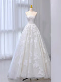 Tulle Lace Beige Long Prom Dress, Beige Long Formal Dress HZ1024