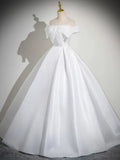 White Satin Long Prom Dress, White Long Formal Dress HZ1024