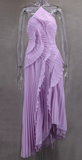 Purple Halter A-Line Guest Dresses Chiffon Ruffles Long Prom Dresses Birthday Dresses HZ1024