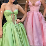 Pink Sweetheart Neck A-Line Satin Prom Dress, Fashionable Evening Dress HZ1024