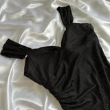 Black Sweetheart Neck Bodycon Birthday Dresses Ruffle Chiffon Formal Dresses Party Dress HZ1024