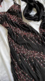 Black Spaghetti Strap Sheath Prom Dresses Elegant Beaded Chiffon Formal Dress Chiffon Evening Gown HZ1024