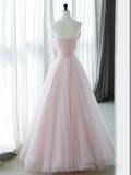 Pink Organza Long Prom Dress, Pink Long Formal Dress HZ1024