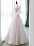 Pink Organza Long Prom Dress, Pink Long Formal Dress HZ1024
