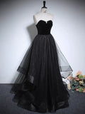 Tulle Black Long Prom Dress, Black Long Formal Dress HZ1024