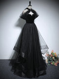 Tulle Black Long Prom Dress, Black Long Formal Dress HZ1024