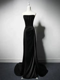 Satin Black Long Prom Dress, Black Long Formal Dress HZ1024